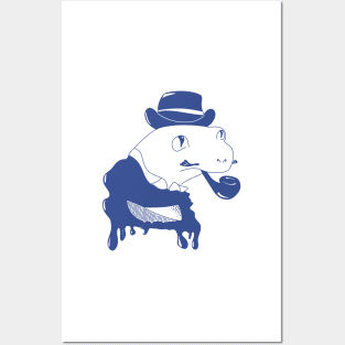 Blue Fancy Frog with Pipe Posters and Art